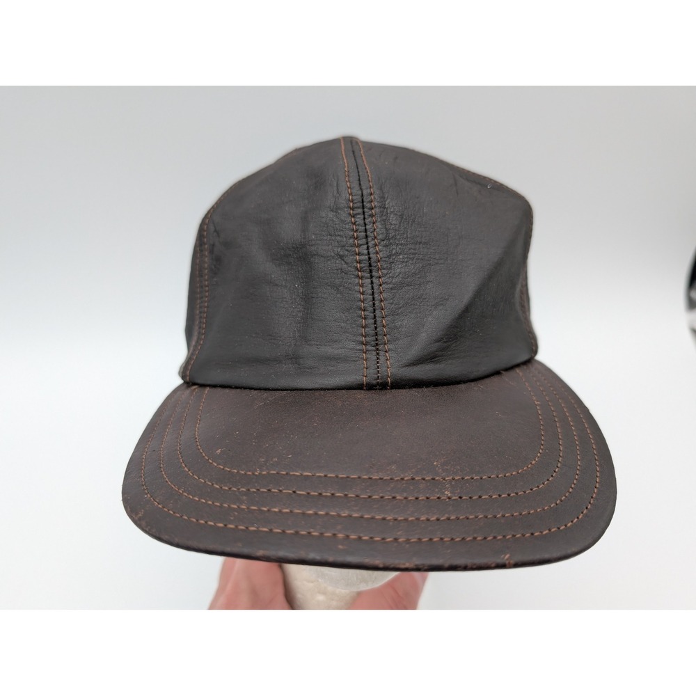 Adventure Bound Mens Brown Genuine Leather Baseball Cap Made in USA One Size